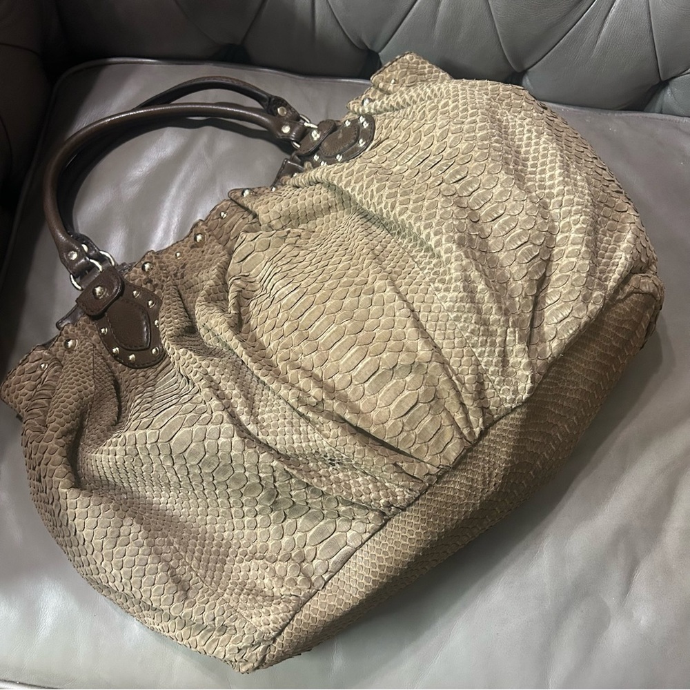 Gucci Studded Python Snake Leather Pelham Slouchy… - image 7